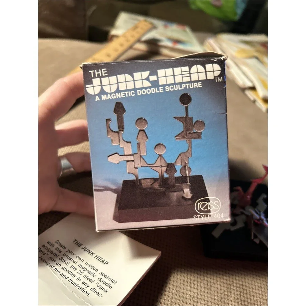 Junk Heap Vintage 1980 Magnetic Sculpture fidget Doodle Table Art USA